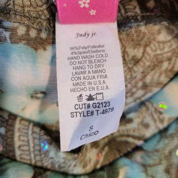 Judy Jr. Women's size small short sleeve see-through floral shirt with sparkles - Picture 11 of 12